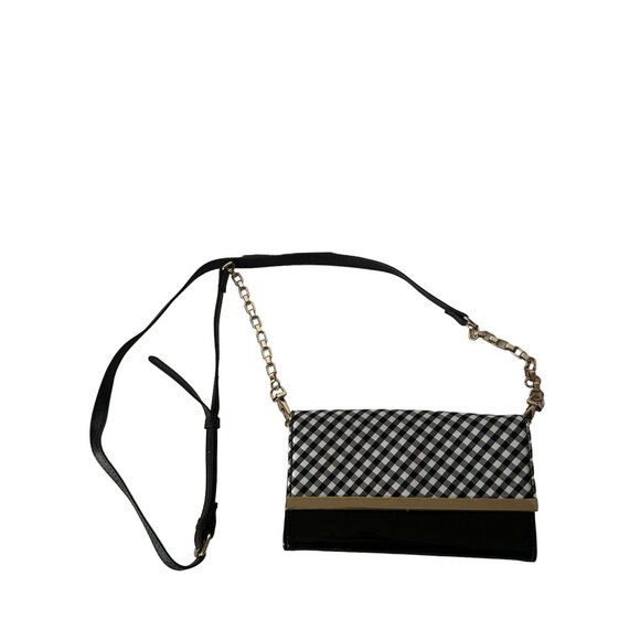 WHITE HOUSE BLACK MARKET WHBM Blue Gingham Chain Crossbody Wallet Bag - Picture 3 of 7